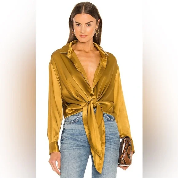 RONNY KOBO Taliah Tie-Front Silk Blouse in XS - Picture 1 of 8